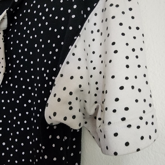 Simple Addition 90's Colorblock Polka Dot Pullover Short Sleeve Top Ladies Sz L - Picture 3 of 7